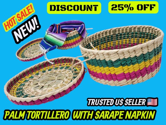 Handwoven Palm Tortilla Warmer with Wooden Lid