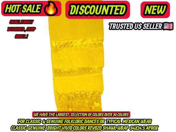 Rebozo yellow neon  Shawl: Artisela Silk Fringed Wrap (94" x 24.5")