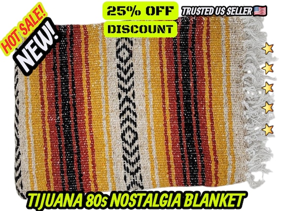 Terra cotta Falsa Blanket: Warm Mexican Throw, Beach Blanket (76" L x 53" W)