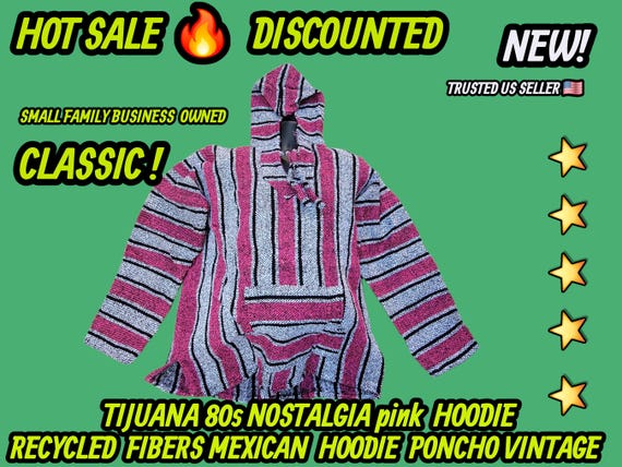Mexican baja hoodie surfers jacket pink white  color