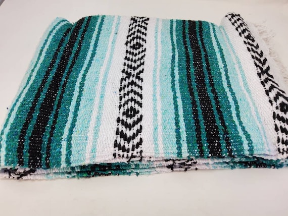Green, green aqua, white colors blanket mexican blanket warm yoga  falsa blanket beach blanket 76" L x 53" w free  shipping wholesale