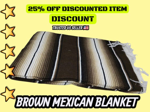 Handloomed Mexican Blanket: Brown Beige Saltillo Sarape (80x48 inches)