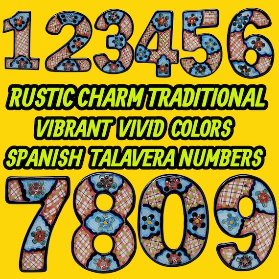 Mexican Spanish  classic colorful clay talavera ceramic address numbers