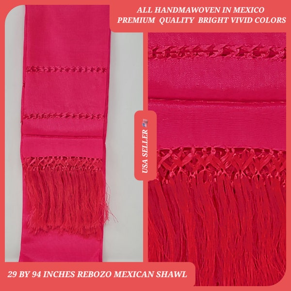 PINK rebozo mexican tipical  Rebozo or Chalina, Mexican Shawl (94" x 24.5") silk artisela  free shipping we sell wholesale