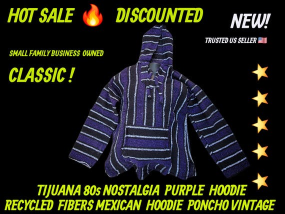 Mexican baja hoodie surfers jacket purple color