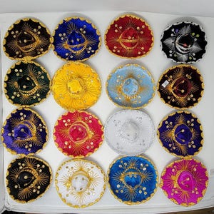 12 Sombreros großhandel mexikanische sortierte Farben Mariachi Sombrero Samt Fiesta Hut Charro Rot 6 Zoll über kostenloser Versandgroßverkauf auch