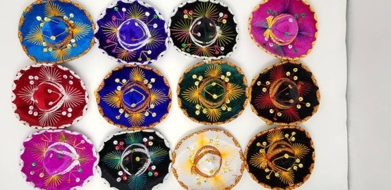 24 little  sombreros wholesale mexican assorted colors mariachi sombrero velvet fiesta hat charro  red 6 inches   across