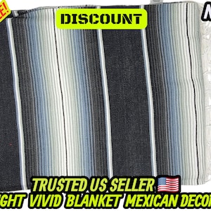 Couverture mexicaine à rayures grises et noires : falsa sarape tissé à la main (80 x 48) 1 blanket