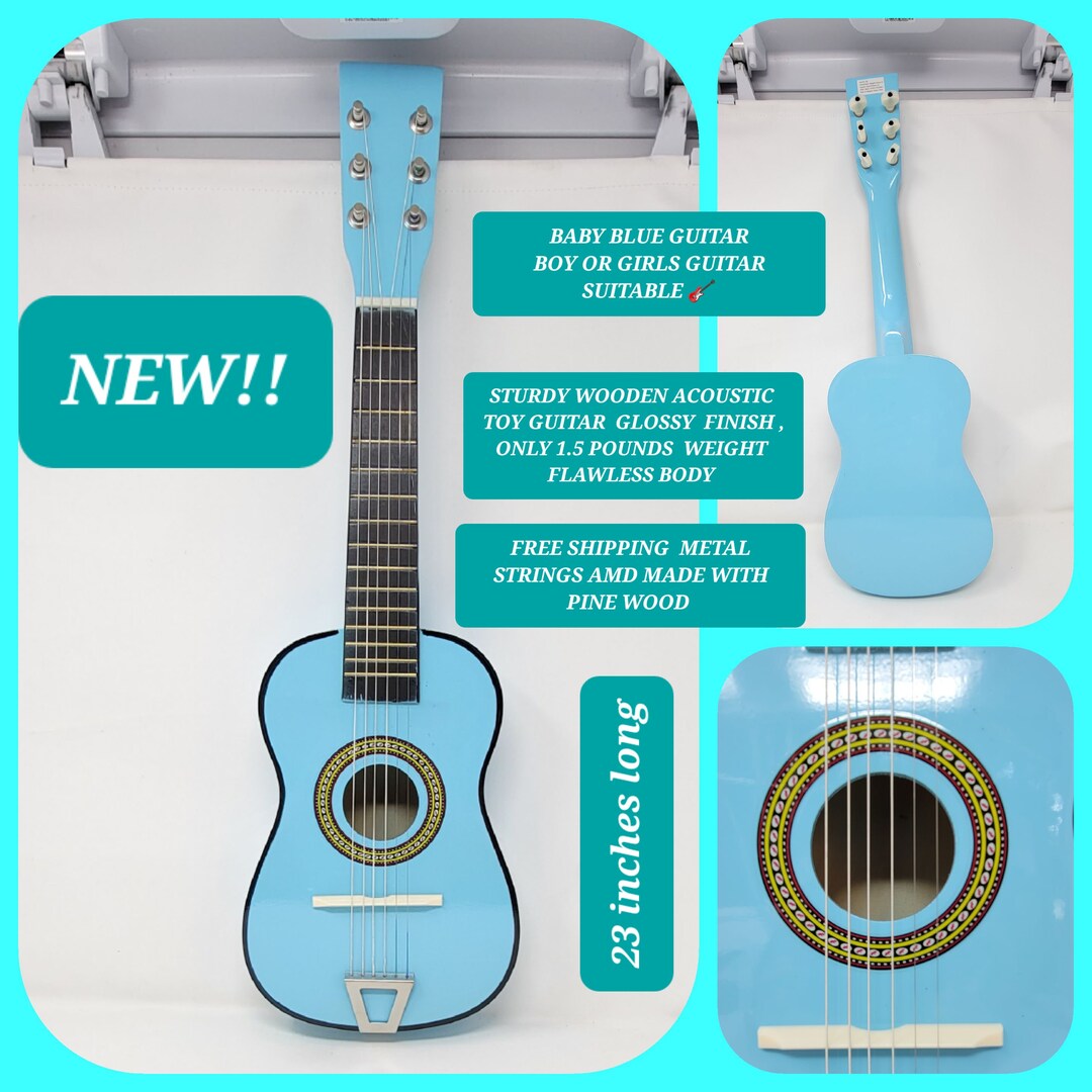 BABY BLUE COLOR Wooden Toy Guitars for Children With Metal Etsy