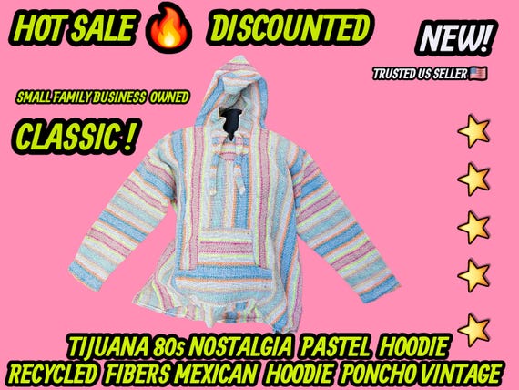 Mexican baja hoodie surfers jacket pastel colors