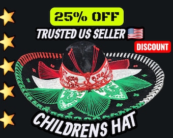 Mexicaanse Fiesta-sombrero voor kinderen: fluwelen charro-hoedkostuum