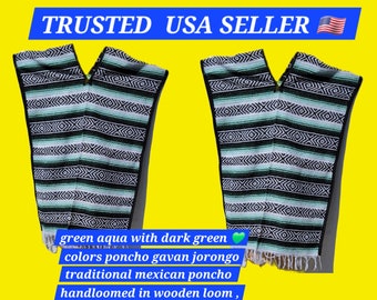 mexican poncho gavan jorongo  green with dark green