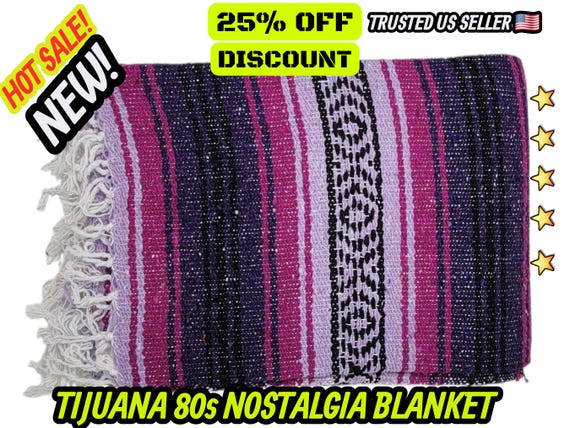 purple Falsa Blanket: Warm Mexican Throw, Beach Blanket (76" L x 53" W)