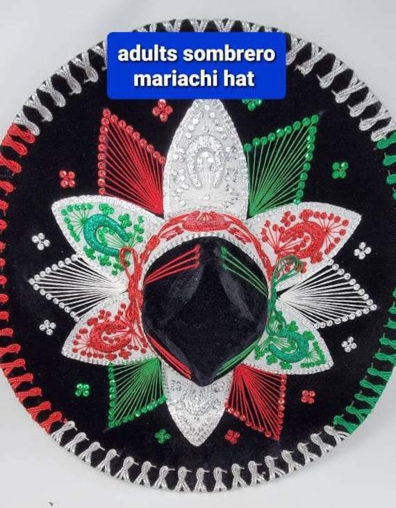 mexico tricolor red,white and green adults mexican fiesta  charro sombrer for costume for 5 de mayo  mariachi free shipping