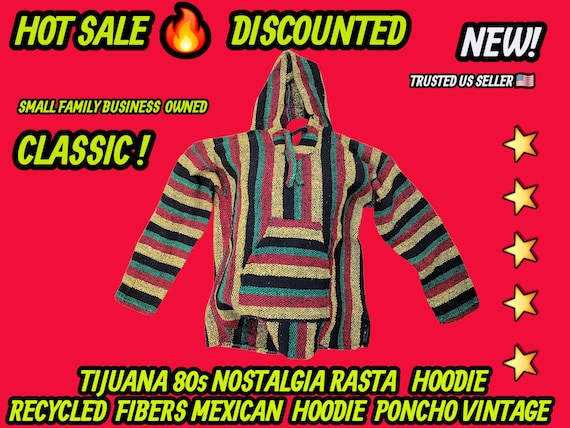 Mexican baja hoodie surfers jacket rasta  african colors