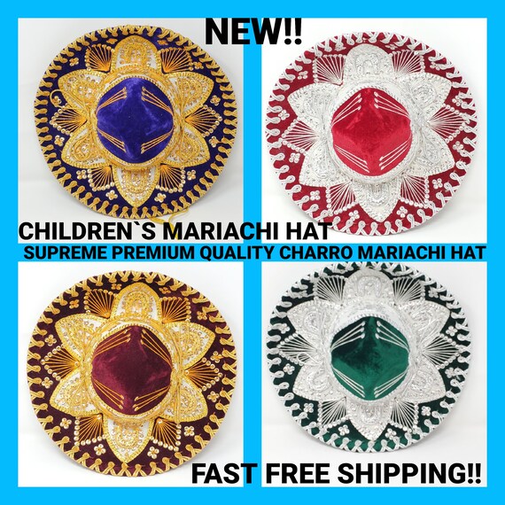 Handmade Velvet Charro Hat, Mexican Fiesta Sombrero