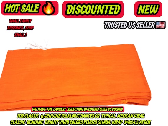 Rebozo orange  Shawl: Artisela Silk Fringed Wrap (94" x 24.5")