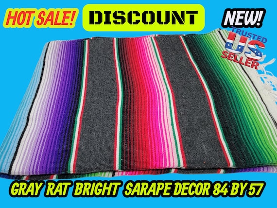 Handloomed Mexican Blanket: gray  Saltillo Sarape (80x57 inches)