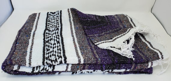 Purple color mexican blanket warm and thick falsa blanket beach blanket 76" L x 53" w free  shipping we sell wholesale