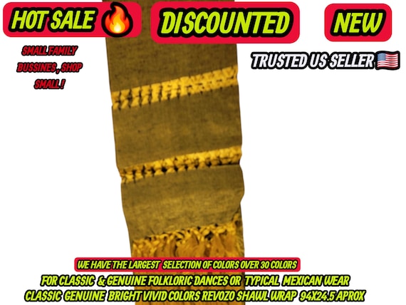 Rebozo gold color woven with black   Shawl: Artisela Silk Fringed Wrap  (94" x 24.5")