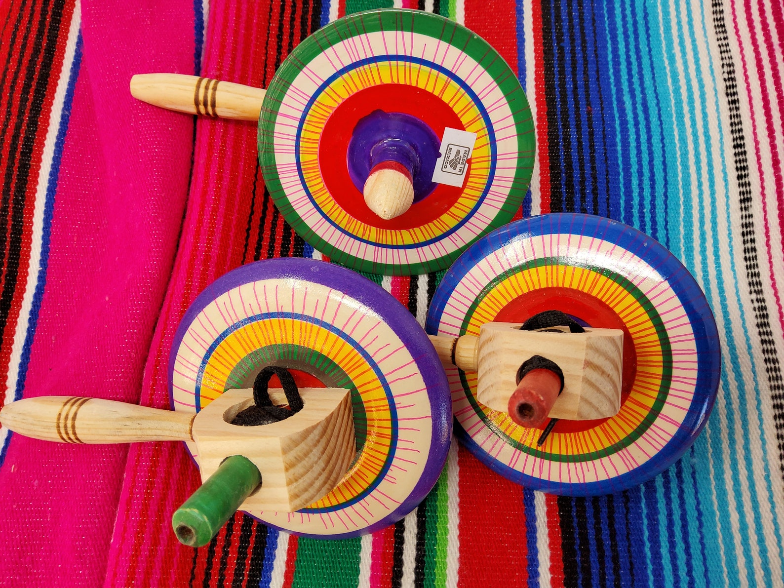 Mexican Wooden Top Toy With Pull String Classic Traditional Etsy