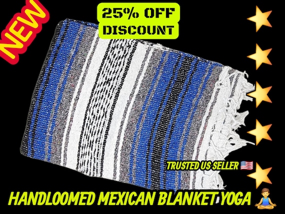 Handloomed Mexican Blanket: Royal Blue Yoga Falsa Blanket