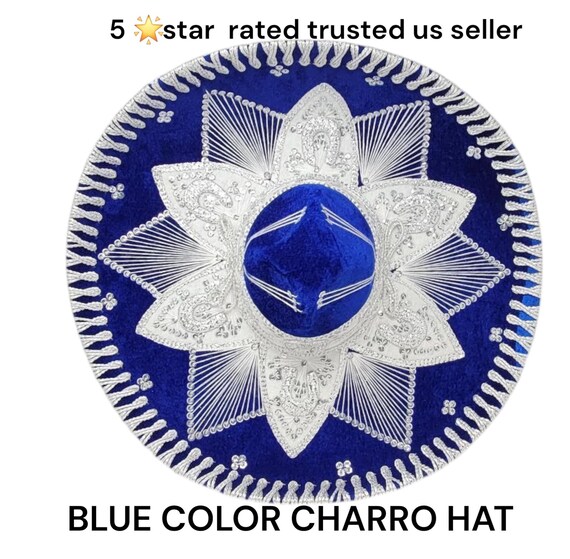 Los angeles baseball team blue and silver team adults mexican fiesta charro sombrero for costume for 5 de mayo  mariachi  free shipping