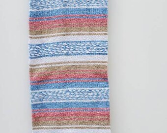 pastel colors mexican blanket warm and thick falsa blanket beach blanket white,beige pink and blue free shipping