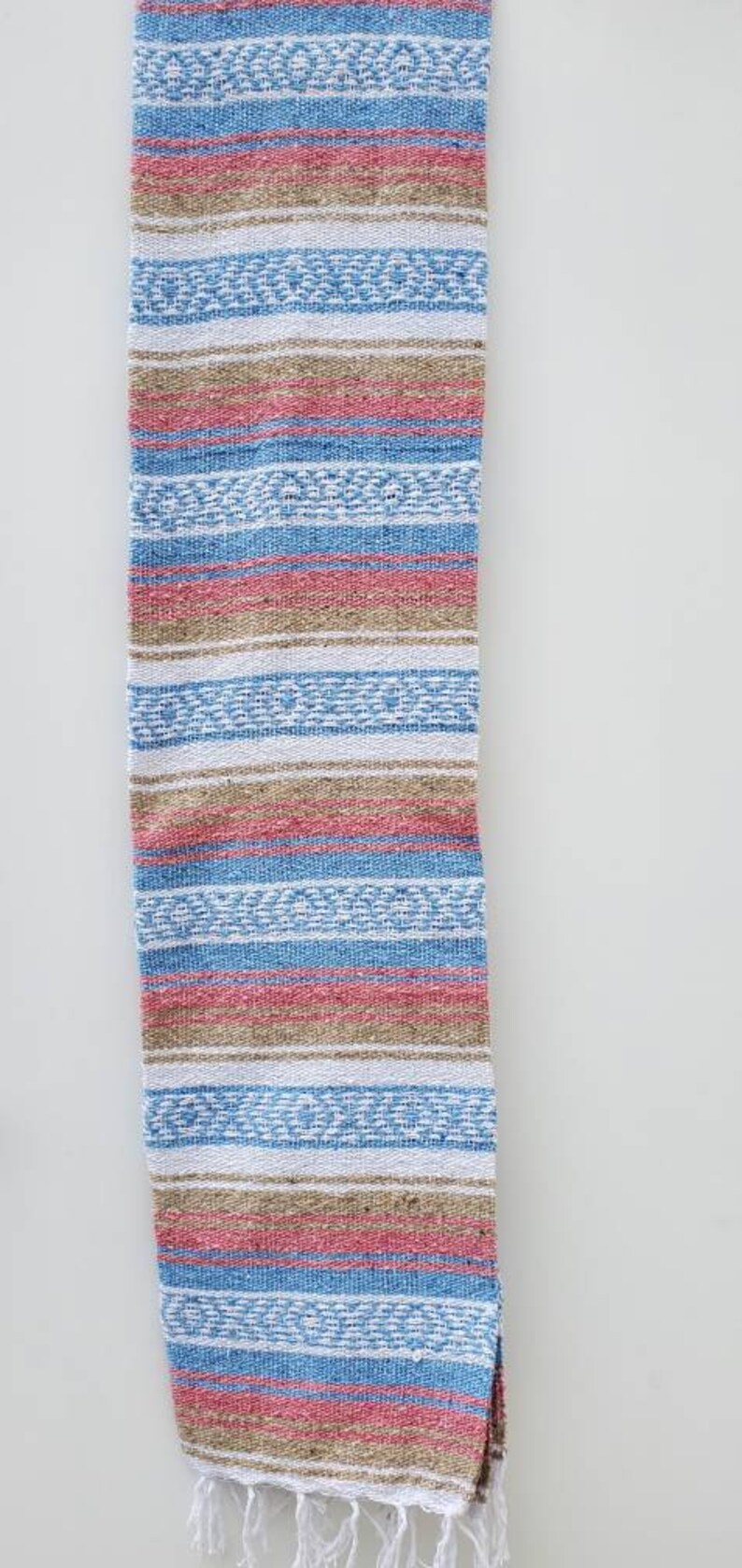 pastel colors mexican blanket warm and thick falsa blanket beach blanket white,beige pink and blue free shipping