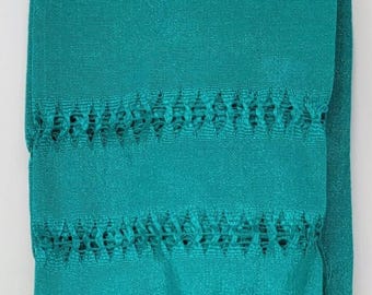 Green Turquoise Mexican Rebozo Shawl: Artisela Silk (94" x 24.5")