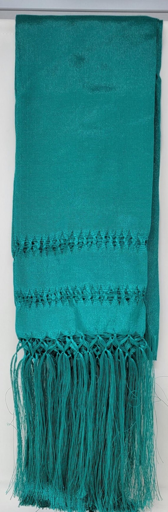 Green Turquoise Mexican Rebozo Shawl: Artisela Silk (94" x 24.5")
