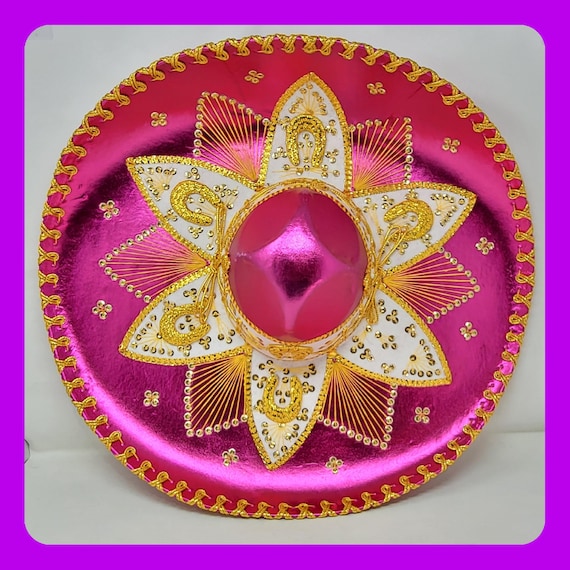 Metallic shiny  fabric color pink  turquoise adults sombrero charro mariachi hat