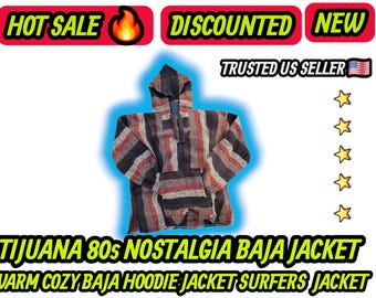 Adults genuine mexican  brown terracotta colors   baja jackets surfer hoodie pullover