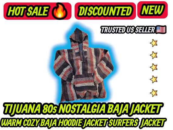 genuine mexican  brown terracotta colors   baja jackets surfer hoodie pullover
