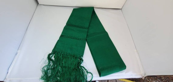Solid green forest     rebozo mexican tipical  Rebozo or Chalina, Mexican Shawl (94" x 24.5") silk artisela