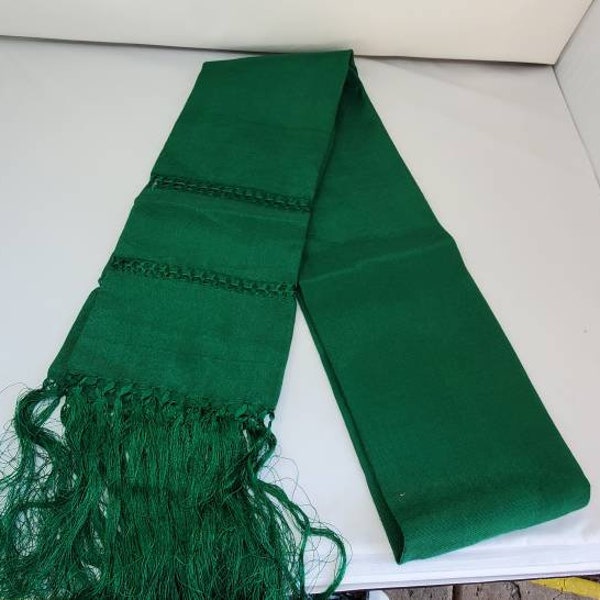 Solid green forest     rebozo mexican tipical  Rebozo or Chalina, Mexican Shawl (94" x 24.5") silk artisela  free shipping we sell wholesale