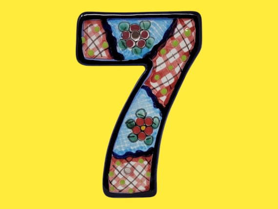 Number 7 mexican classic colorful clay talavera ceramic address numbers