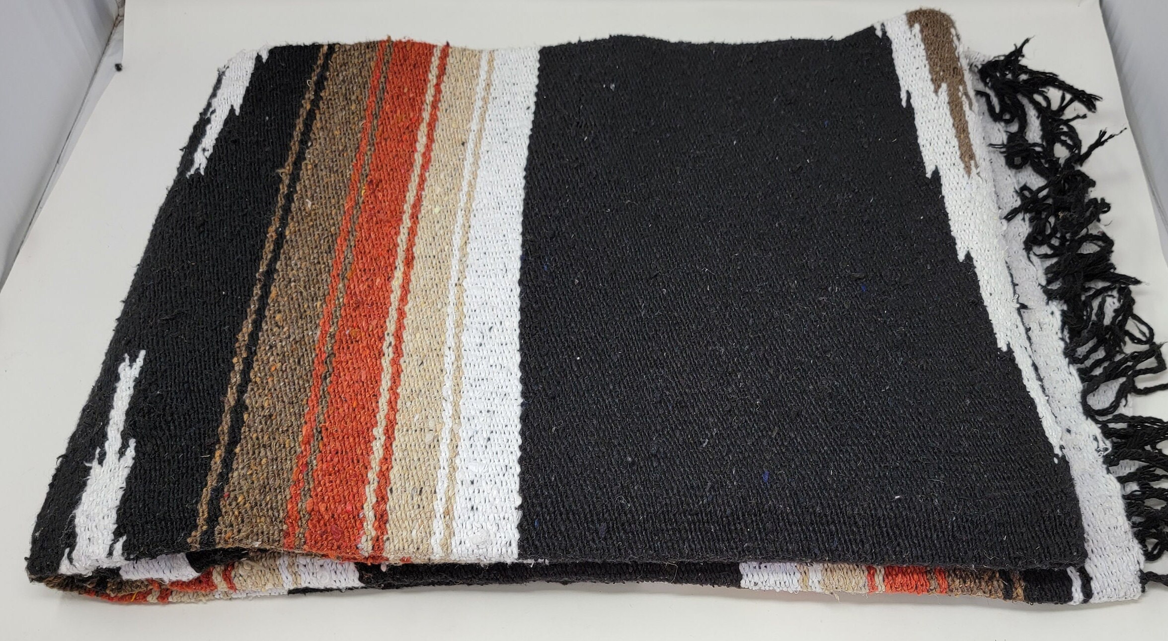 Heavy WEIGHT Mexican Blanket BLACK Diamond Blanket Free Etsy