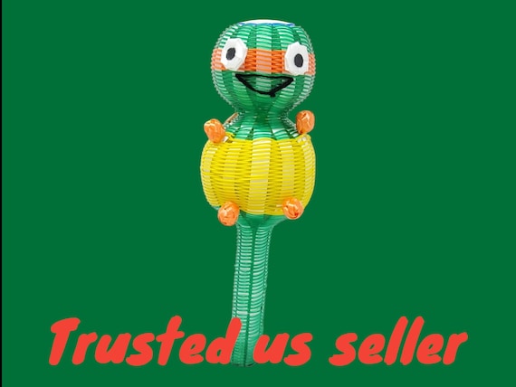 turtle  animal mexican  maraca rattle  handwoven shakers sonaja
