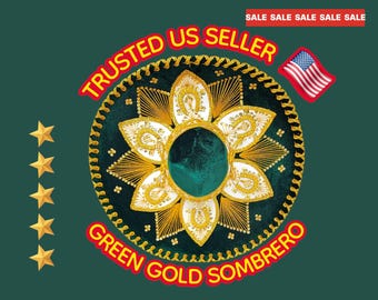 Authentic Mexican Charro Sombrero: Dark Green Velvet with Gold Trim