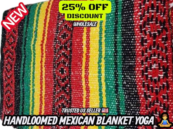 Handloomed Rasta Mexican Blanket: Warm Falsa Blanket