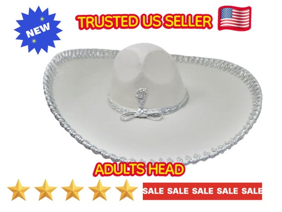 White Velvet Mariachi Sombrero with Golden Trim: Handmade Mexican Hat