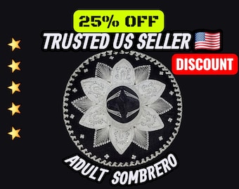 black and silver   adults mexican fiesta  charro sombrero mariachi hat