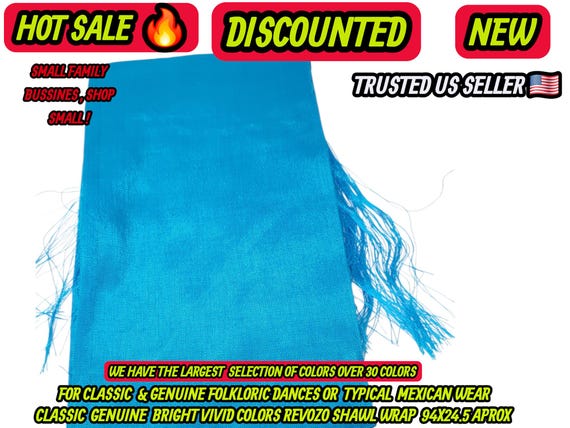 Rebozo turquoise blue Shawl: Artisela Silk Fringed Wrap  (94" x 24.5")