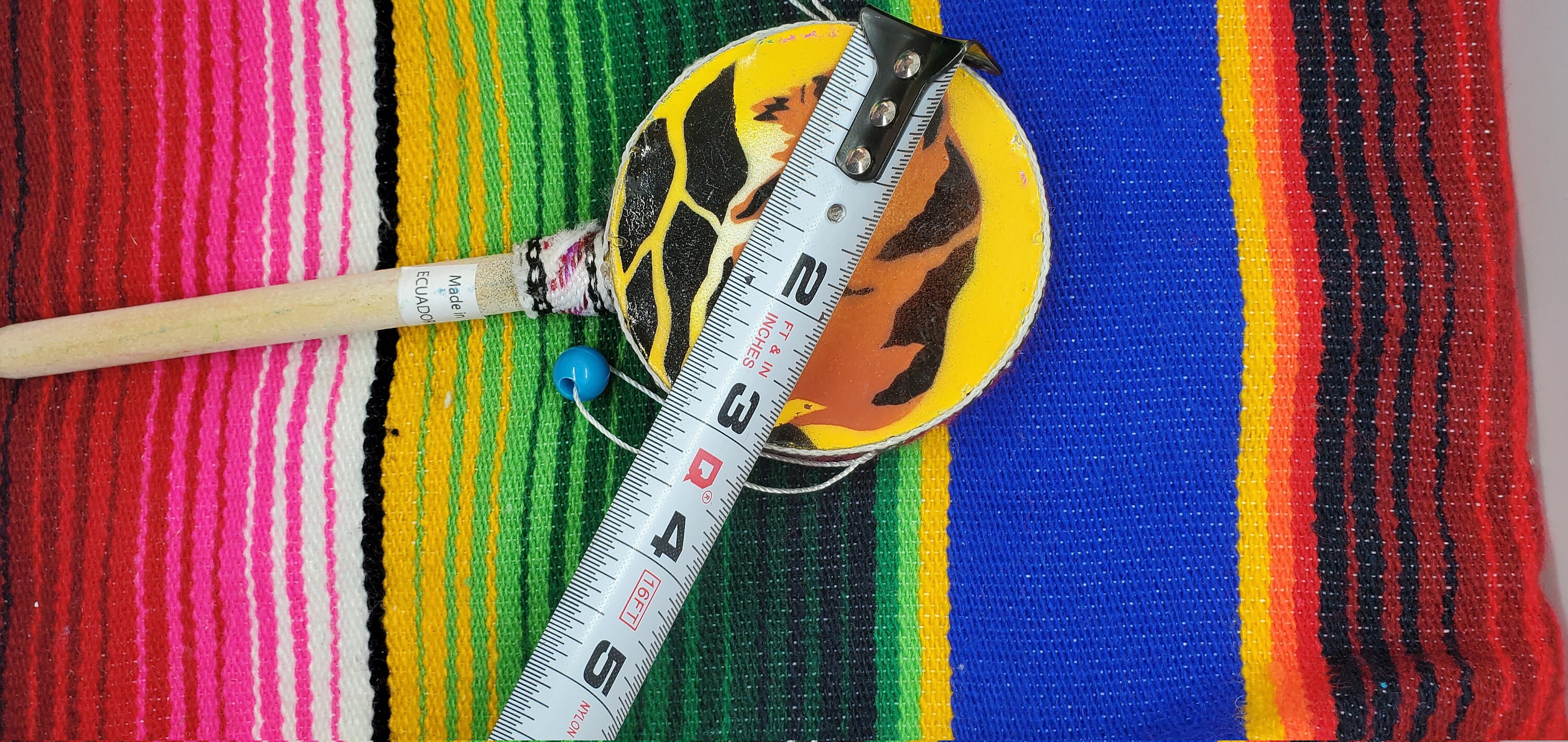 Traditional Spinning Rattle Drum Hand Bell Baby Musical Toy ecuadorian