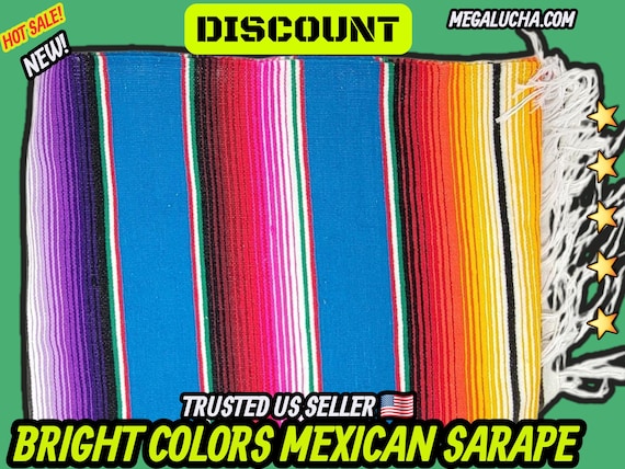 Blue Turquoise Mexican Blanket: Vibrant Handloomed Sarape