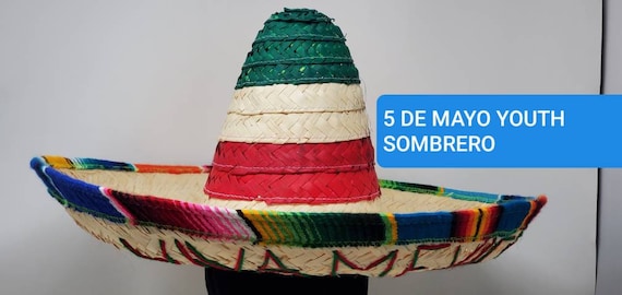 Youths   hat sombrero straw  zapata sombrero with sarape band FREE SHIPPING  we sell wholesale