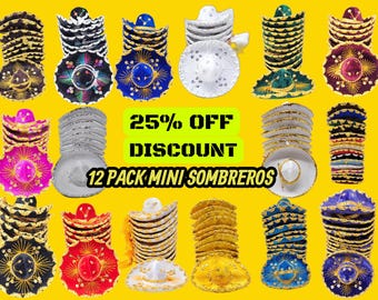Mini Velvet Sombrero Hats: Mexican Fiesta Charro, 6-inch (12-Piece Pack)