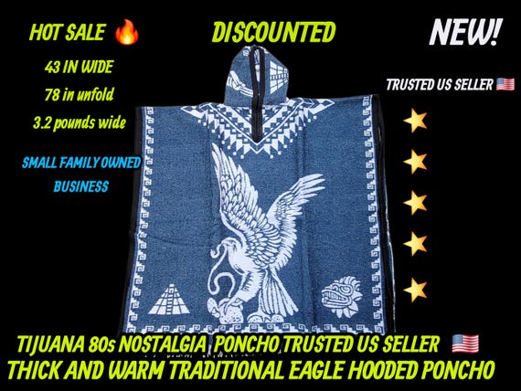 Mexican Eagle Poncho: Traditional Aztec Woven Blanket