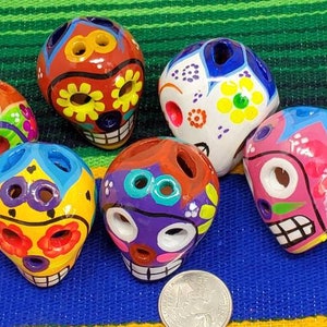 wholesale 6 skulls of day of the dead mini clay skulls mexican folk art catrina free shipping